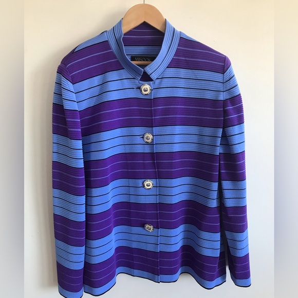 Misook Jackets & Blazers - MISOOK Button Front Striped Blazer Jacket